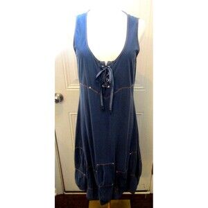 Indies Blue Sundress Lace Up Bodice Balloon Skirt Rivet Detail Size M